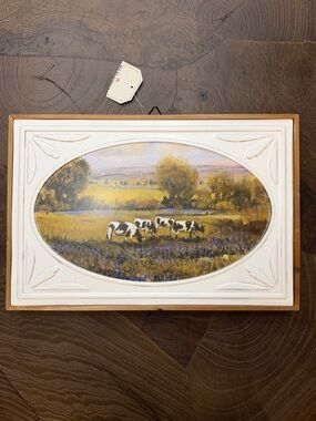 Metal framed Pastoral Cow Wall Art
